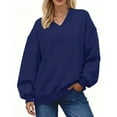 thumbnail image 3 of UVN Womens Oversized Sweatshirts Fall Winter Long Sleeve V Neck Hoodies Ladies Casual Loose Pullover Clothes, 3 of 7