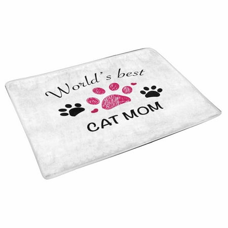 Pop Black Paw Print With Hearts Doormat Entrance Mat Floor Rug