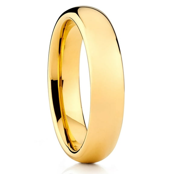 5mm Yellow Gold Tungsten Ring,Yellow Gold Wedding Ring,Shiny Ring,Engagement Ring,Tungsten Carbide