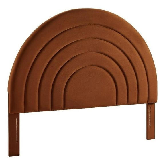 Pemberly Row Performance Velvet Upholstered Full Headboard in Rust