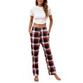 thumbnail image 2 of Innerwin Palazzo Pants Wide Leg Ladies Pajamas Bottoms Holiday Drawstring Lounge Wine Red L, 2 of 6