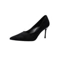 thumbnail image 2 of Miluxas Women's Pointed Toe Pumps Classic Suede Shoes Kitten Heel Slip On Dress Pumps Black 8.5(41), 2 of 9