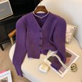 thumbnail image 4 of Suéter elegante con temperamento y botones de lazo dulce de estilo nuevo retro coreano para primavera y otoño, abrigo superior para mujer, 4 of 5
