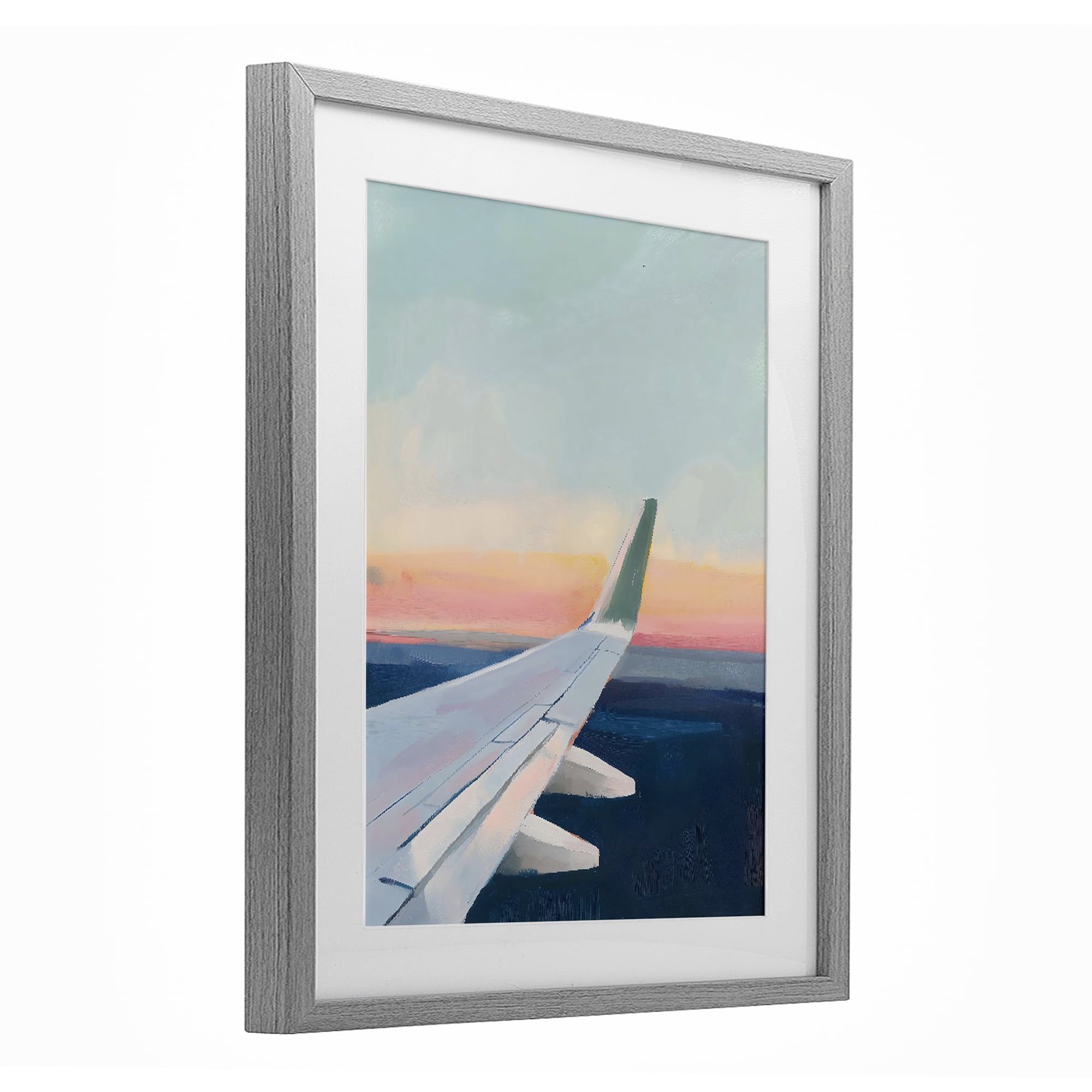 Stupell Industries Airplane Wing Sunset Gray Framed Print Under Glass, design by The Prints Vibe