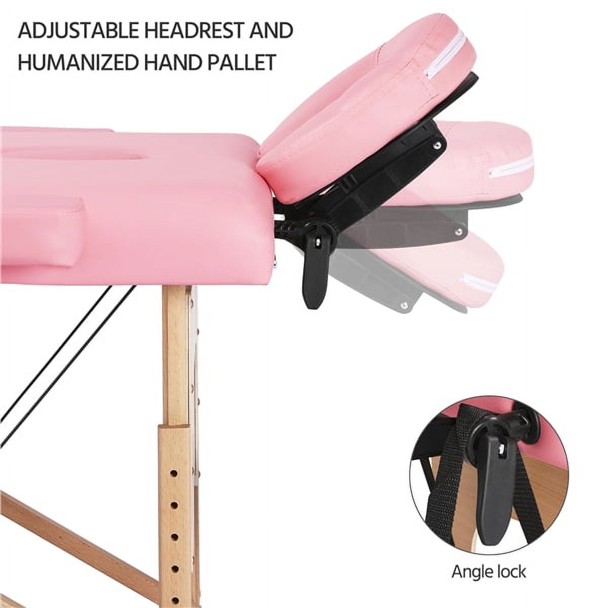 Alden design Fold Portable Massage Table w/ Removable Headrest Armrests, Pink