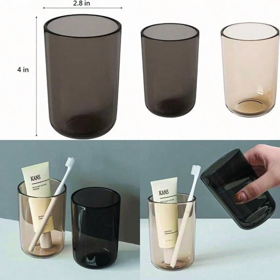 Translucent cup Set of 2 - Reusable Drinking Glasses - Dishwasher Safe Tumbler - Toothbrush Organizer - Bathroom Tumbler Cup (Black Teal)