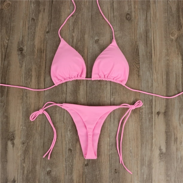Bikini de mujer sexy Vendaje Traje de baño de verano Fiestas en la piscina Ropa de playa (rosa S)