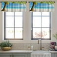 thumbnail image 3 of LALILO Kitchen Curtain Valance Green Tree White Sand Beach Rod Pocket Window Curtain 52"x 18" Set of 2, 3 of 5