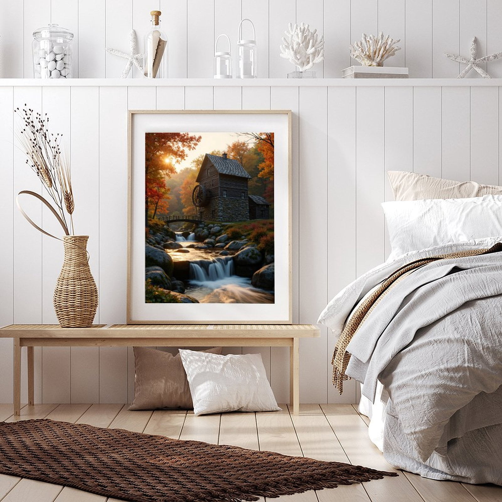 Diamond Art Kits for Adults - 5d Old Mill Autumn Waterfall Scene Diamond Painting for Adults, Diamond Art for Adults Beginners, Diamond Painting Kits for Adults for Home Wall Decor