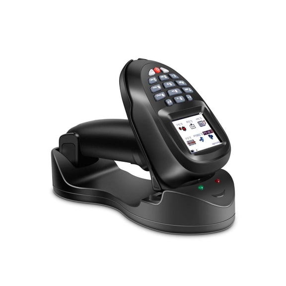 Barcode Scanner 1D Wireless and Collector Portable Data Terminal Inventory Device Bar Code Reader PDT with TFT Color LCD Screen & USB Cradle Receiver Charging Base