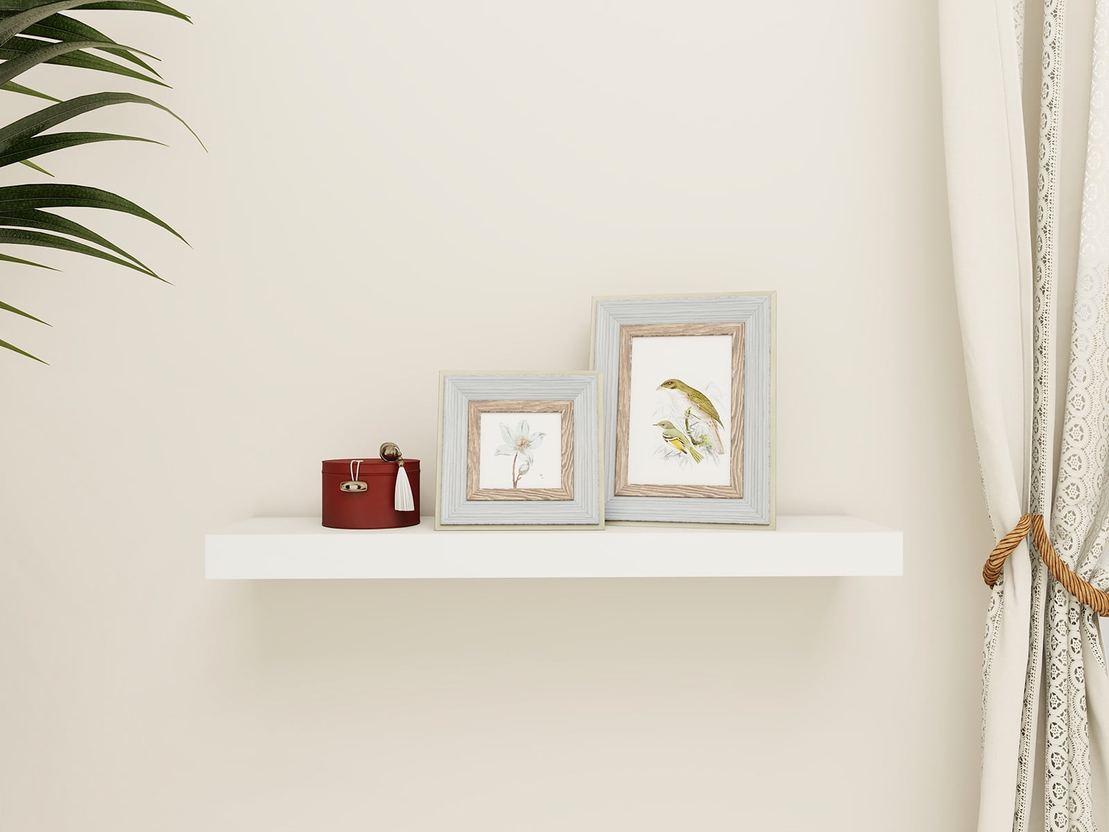 Mainstays 23 in White Wood Floating Shelf