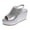 Silver, variant on Women's Platform Wedge Gladiator Dressy Sandals Fashion Casual Metallic Leather Peep Toe Chunky High Heels Elastic Slingback Summer Shoes for Ladies Silver Size 9.5