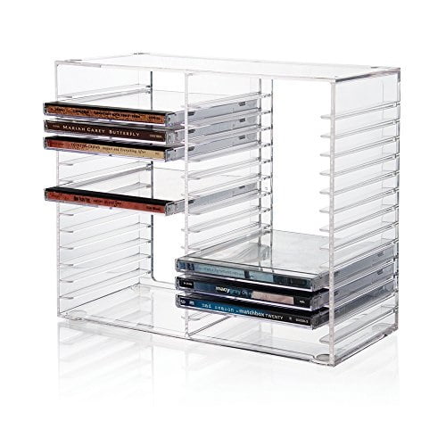 stackable clear plastic cd holder holds 30 standard cd jewel cases