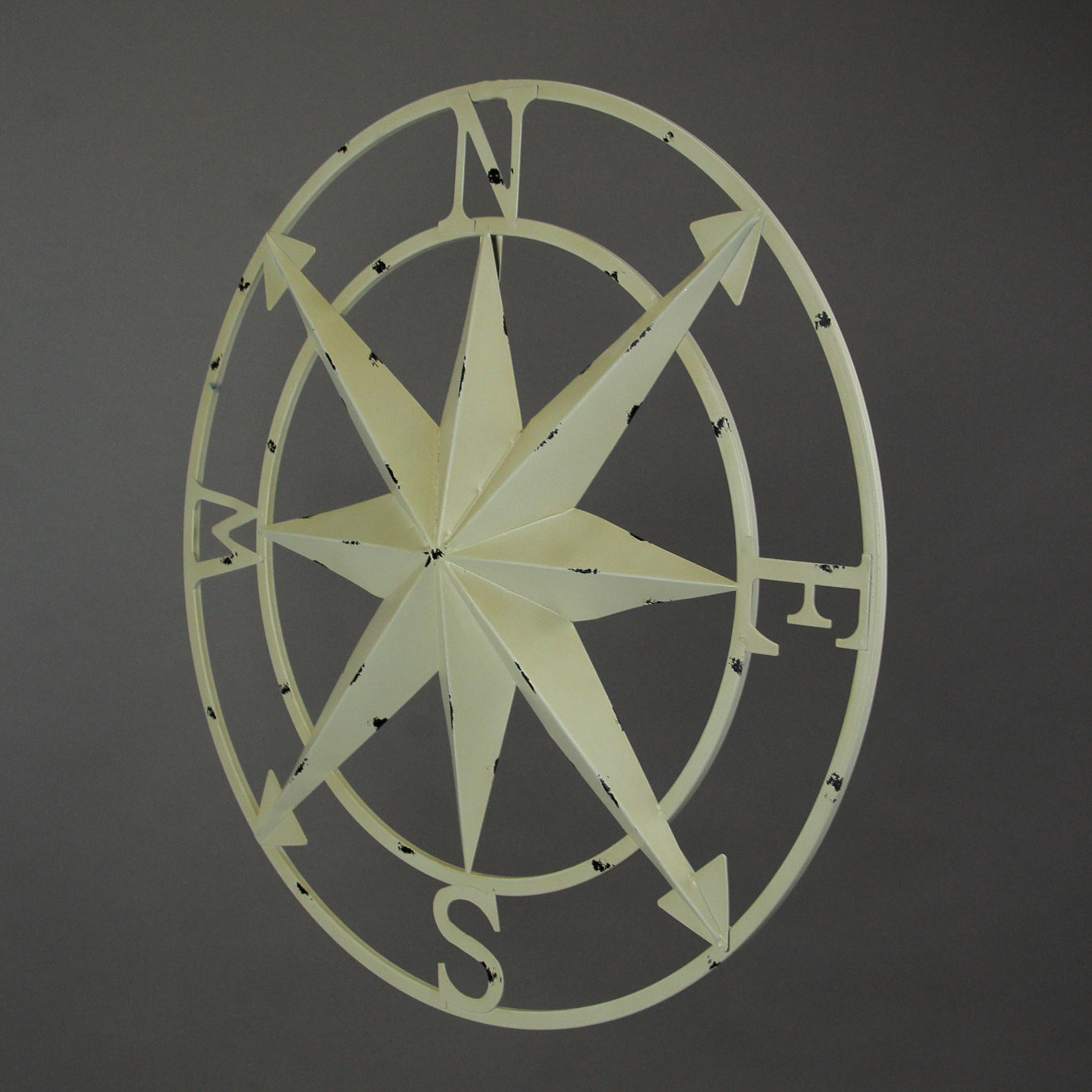 Zeckos White Metal Nautical Compass Rose Hanging Wall Décor 20.5 inch