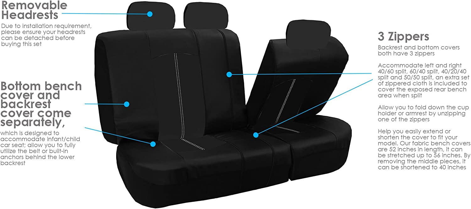 送関込 FH Group PU008115 F11306 Highest Grade Faux Leather Seat Covers (Blu 