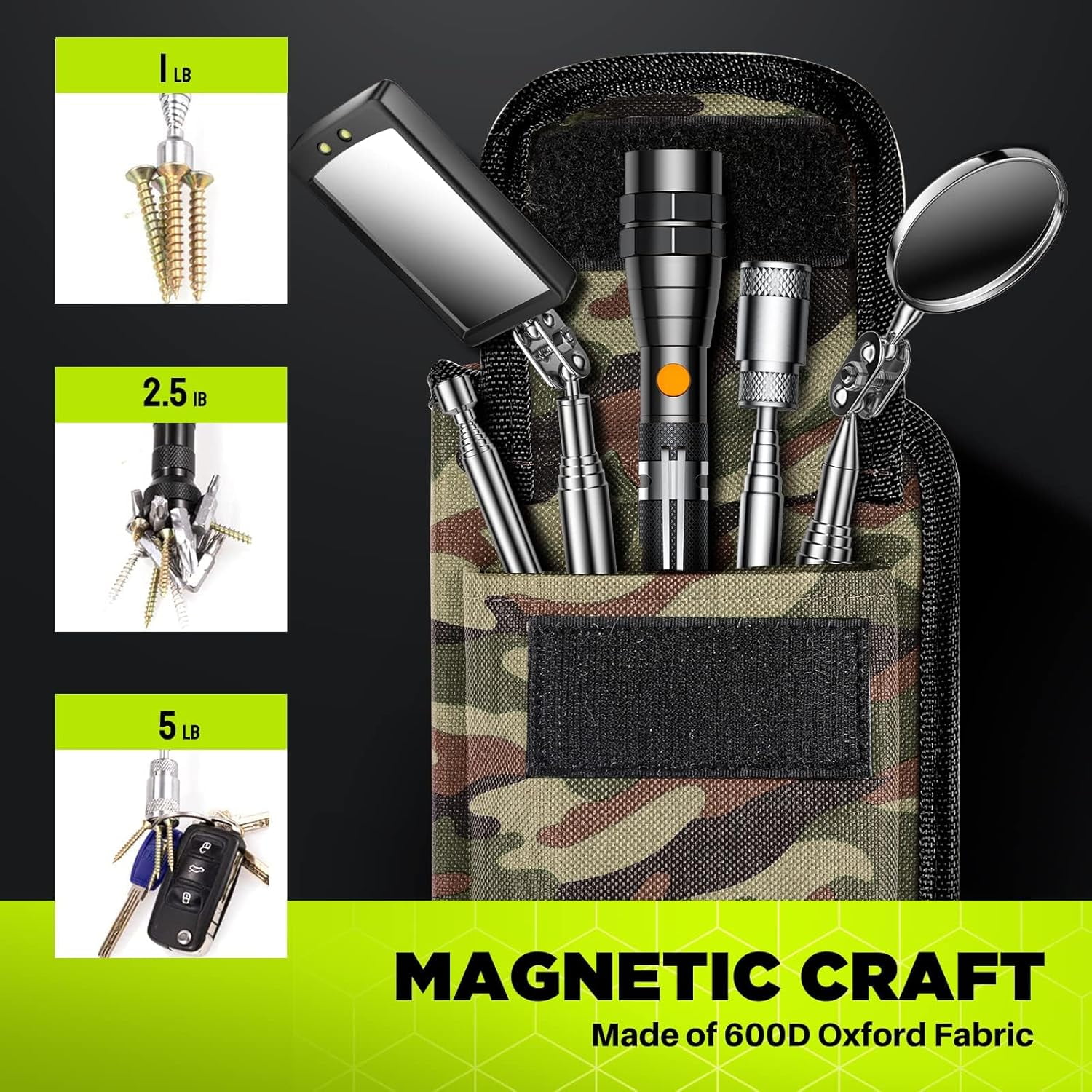 Telescoping Magnetic Pickup Tool Set, Stocking Stuffers, Extendable Magnet Flashlight with Inspection Mirror-Cool Gadgets Gifts Idea & Christmas Gifts for Men, Him, Husband, Handyman, Mechanic