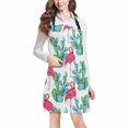 thumbnail image 1 of HATIART Watercolor Pink Flamingos Tropical Birds Cactus Floral Pattern Chef Aprons Professional Kitchen Chef Bib Apron with Pockets Adjustable Neck Strap, 1 of 2