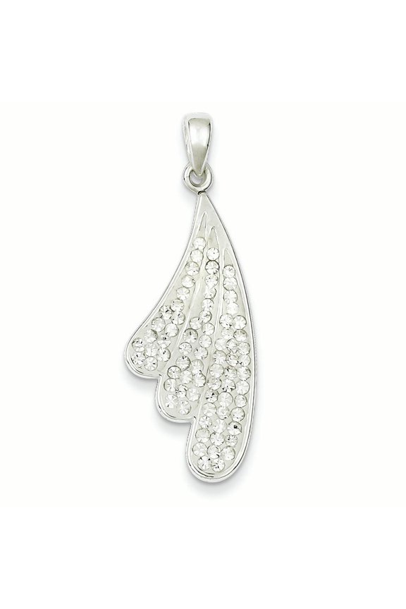Sterling Silver Stellux White Crystal Wing Pendant Charm