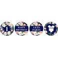 thumbnail image 2 of Darling Souvenir Party Favor Floral Border 1st Birthday Theme Stickers Labels 190 Pcs-Navy Blue, 2 of 2