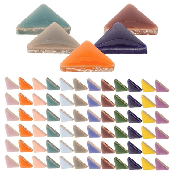 UNOMOR 1 Set of Triangular Tiles Craft Supplies for DIY Picture Frame Coaster Mixed Colors