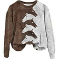 thumbnail image 1 of Chandail en Molleton Décontracté Rétro 3D Imprimé Raglan pour Femmes, Mode Col Rond, Manches Longues, Chandail Confortable, Doux, Coupe Ample, 1 of 4