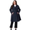 thumbnail image 3 of DARING DIVA Women's Plus Size Notch Lapel Double Breasted A Line Coat 4X Dark Blue, 3 of 6