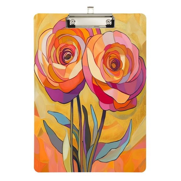 FORMRS Acrylic Clipboard with Low Profile Clip Standard A4 Letter Size, 12.5" x 9", Purple Abstract Floral