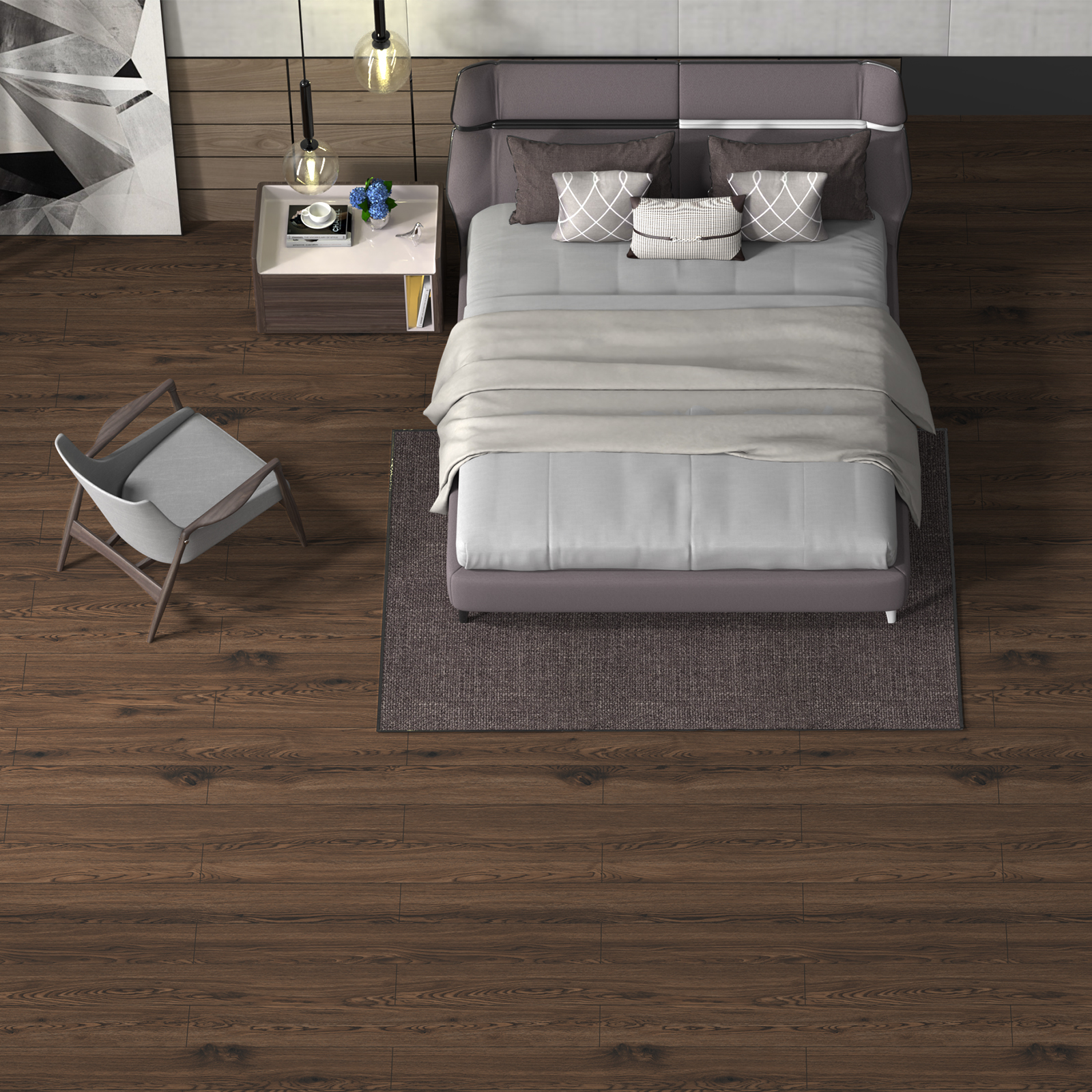 Vinyl Flooring Roll PVC Thickened Peel and Stick Floor Wood Plank Self Adhesive Flooring DIY 23.6" X 196" Dark Brown