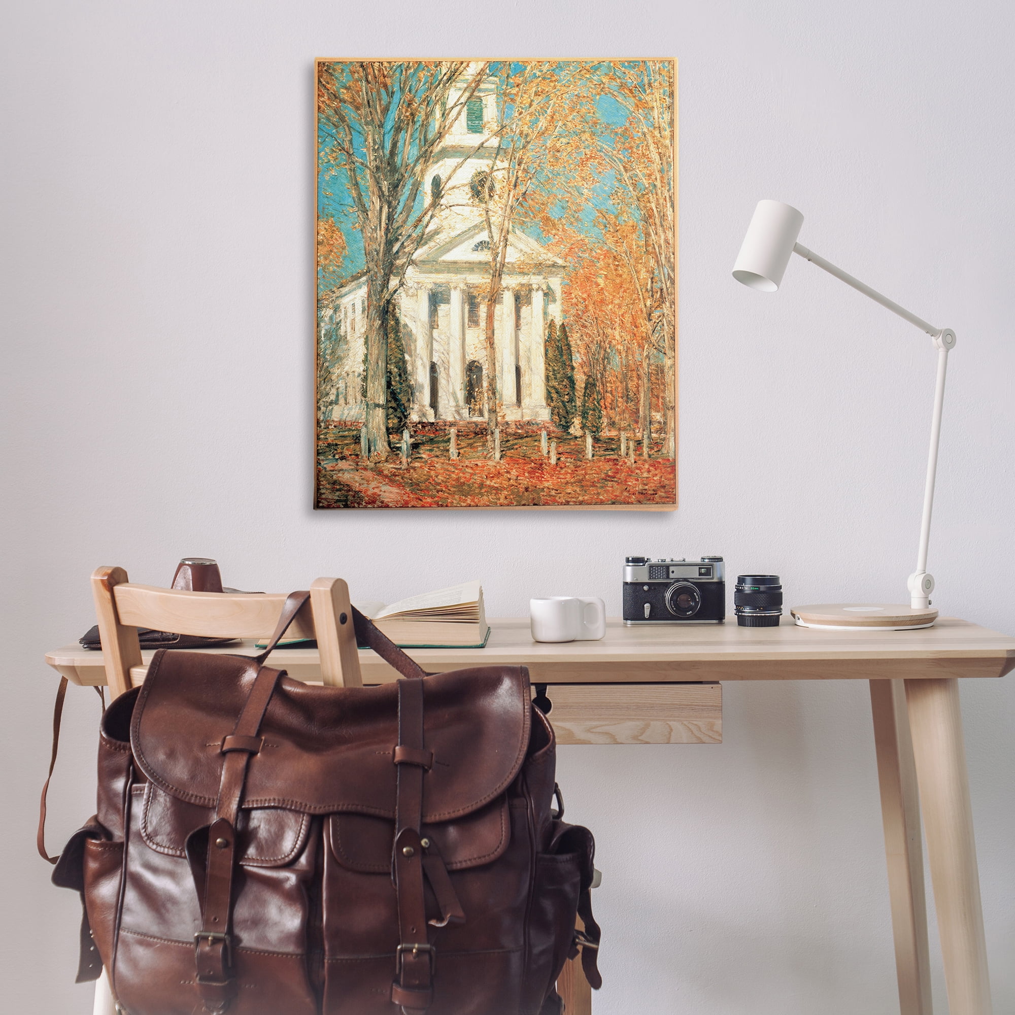 Stupell Industries Classic Church At Old Lyme Buildings & Architecture Painting Wrapped Canvas Art Print Wall Art, 36 x 48