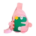 thumbnail image 1 of Mochila para niños, pequeña bolsa de pecho con diseño de dinosaurio, ideal para picnics al aire libre y senderismo. rosa, 1 of 9