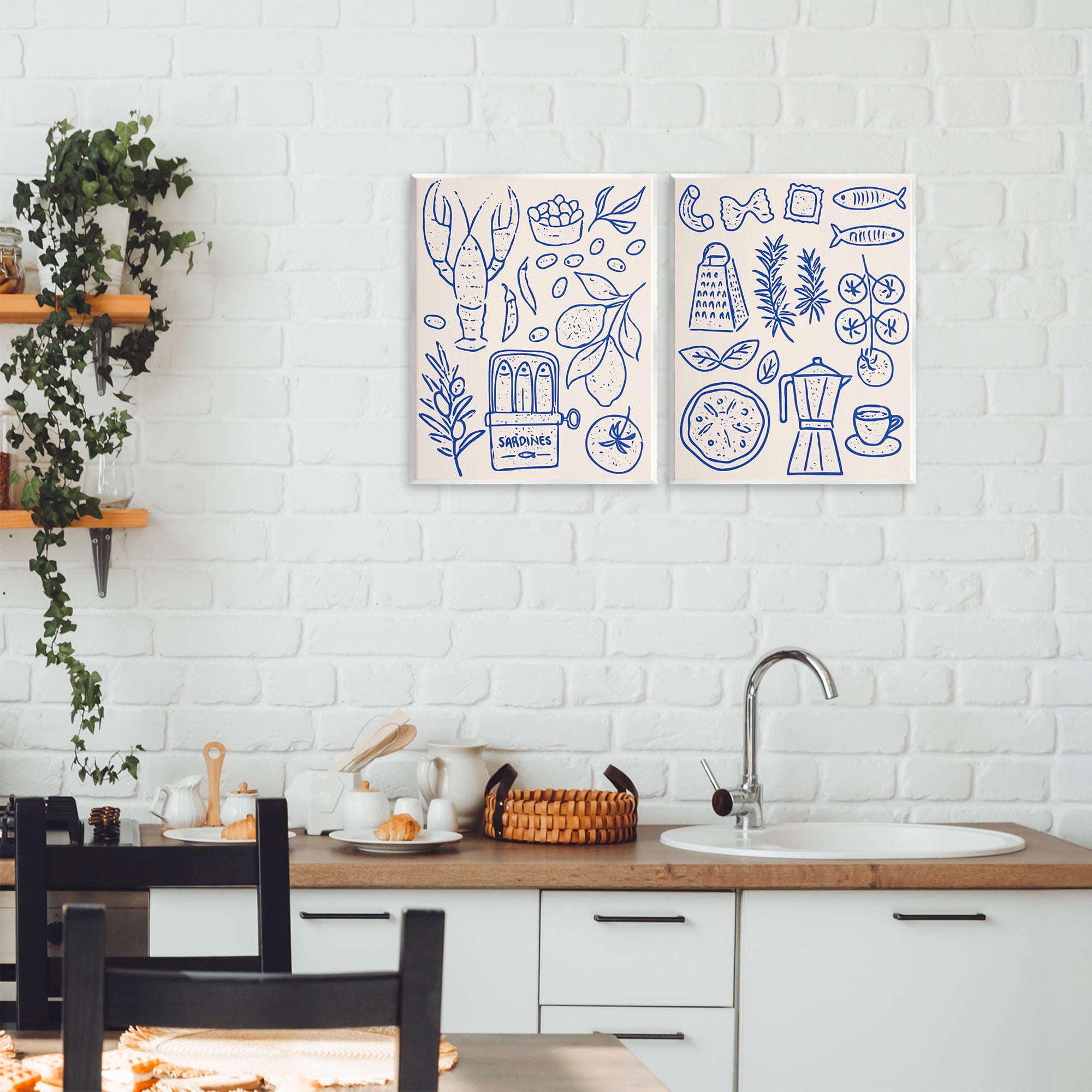 Stupell Industries Mediterranean Kitchen Simplicity 2 Piece Wall Plaque Art Set, design by Camila Juncos