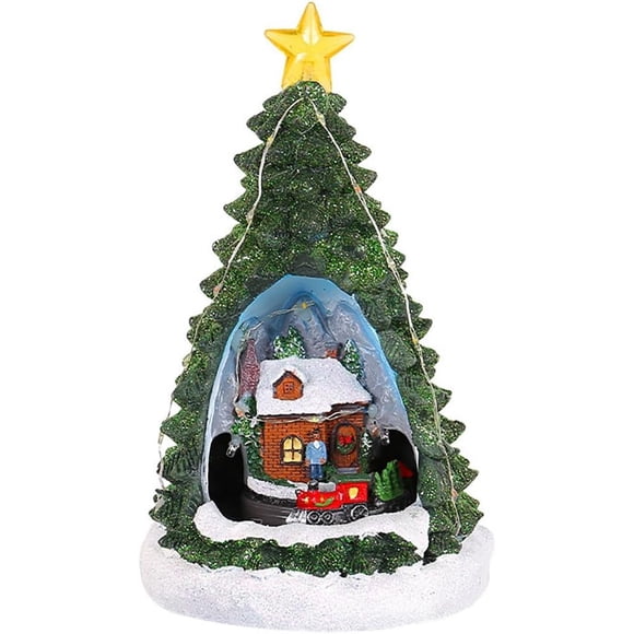 CM-TOP | Árbol de Navidad Artificial | Adorno Escritorio la Tienda | Mini árbol Navidad | Caja De Música Navideña | con USB y batería, Doble Fuente de alimentación | Luces RGB