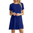 thumbnail image 2 of Birdeem Robe Mini Ample pour Femmes, Mode Décontractée, Manches Courtes, Unie, Col Rond, 2 of 12