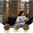 thumbnail image 3 of Room Divider Wood Carved Wall Divider Indoor Folding Portable Partition Screen for Home Office Garden Terrace - 4 Panel, 67 * 60inch (Dark Brown), 3 of 6