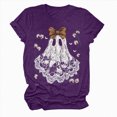thumbnail image 4 of TOWED22 Halloween Shirts Woman Ghost Graphic Crewneck Short Sleeve Tee Shirt Short Sleeve Funny Tops Tshirts(Purple,XXL), 4 of 6
