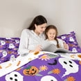 thumbnail image 5 of Feelyou Purple Gothic Haloween Bedding Comforter Set, Kawaii Cartoon Ghost Pumpkin Twin Comforter Sets, Groovy Daisy Flower Reversible Bedding Set, Breathable Home Decor, 2-Piece, 5 of 8