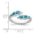 thumbnail image 2 of Sterling Silver Simulated Blue Simulated Opal Dolphins Ring - Size 7 - Measures 1.5mm Wide, 2 of 2