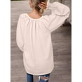 thumbnail image 4 of Weardear Womens Long Sleeve Blouse Chiffon Smocked Puff Sleeve Blouses Business Casual V Neck Tunic Tops, 4 of 6