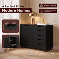 thumbnail image 3 of Naomi Home Amy 5-Drawer Wood Dresser Chest with Cabinet Door, Wooden Storage Cabinet for Bedroom or Living Room, Mobile Storage Organizer & Printer Stand for Home Office, Distressed Black, 3 of 10