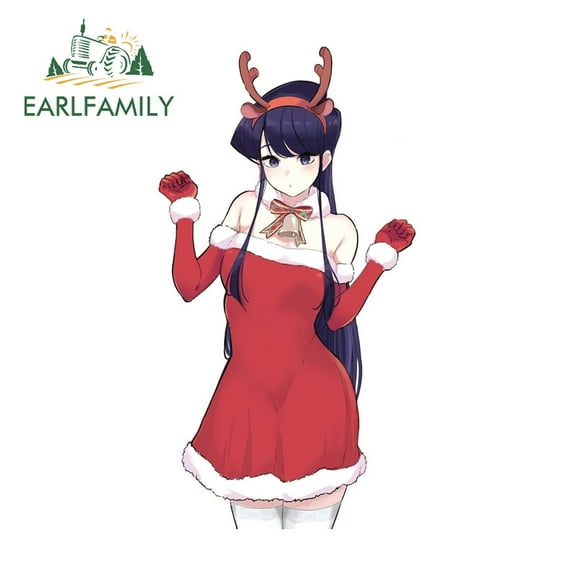 EARLFAMILY 5.1 Inch Komi Shoko Cartoon Car Stickers Fashionable Windshield Motorcycle Electric-Bicycle Truck Waterproof JDM Decal Occlusion Scratch Vinyl Car Wrap