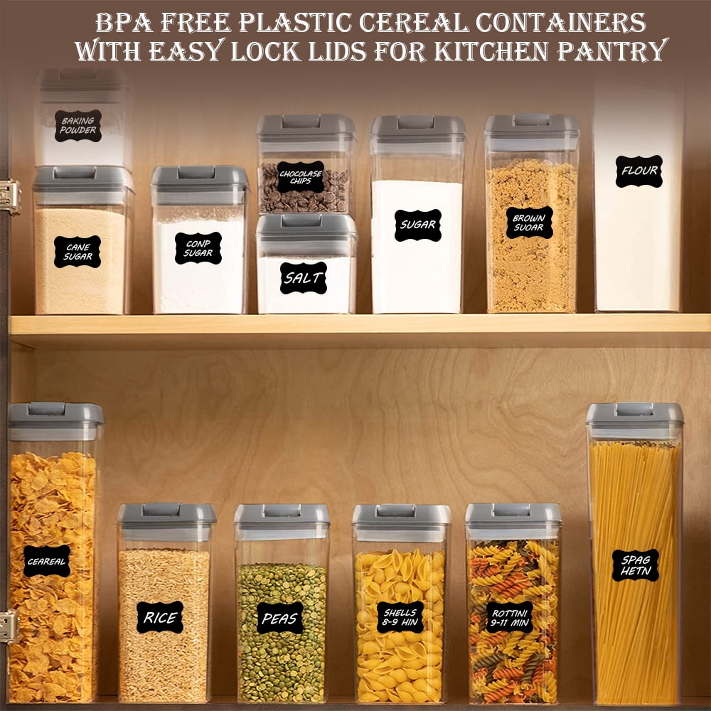 7 PCS Food Storage Containers With Lids, BPA Free Kitchen Airtight Storage Containers for Spaghetti, Pasta, Dry Food,Flour and Sugar, Plastic Canisters for Pantry Organization and Storage