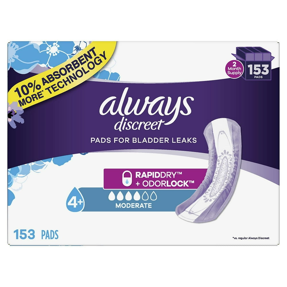 Always Discreet Incontinence Pads, Moderate Absorbency (153 ct