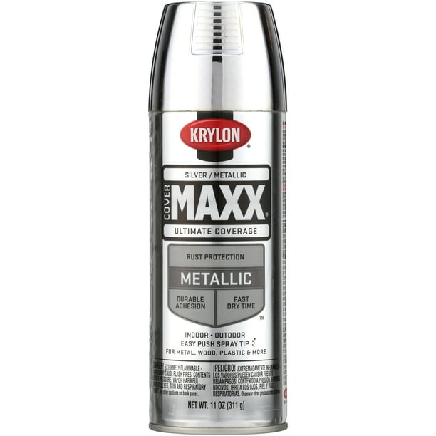 Krylon COVERMAXX Ultimate Coverage Spray Paint, Metallic Silver, 11 Oz