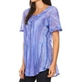 thumbnail image 4 of Sakkas Aline Women's Short Sleeve Casual Light Loose Scoop Neck Top Blouse Shirt - Blue - One Size Regular, 4 of 5
