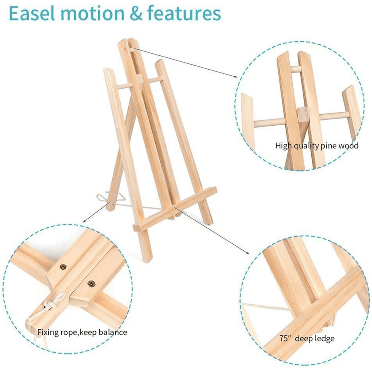 6pcs 16 Inch Wood Easels,Easel Stand for Painting Canvases,Tabletop Display Easel,Painting Easel, Kids Student Easels