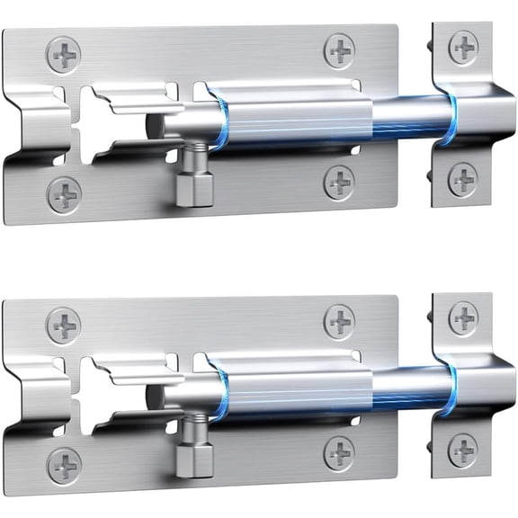 4 Pack Sliding Door Lock, 3 Inch Barrel Bolt Latch, with 12 Screws Sliding Door Lock, Thickened Stainless Steel Door Lock Latch