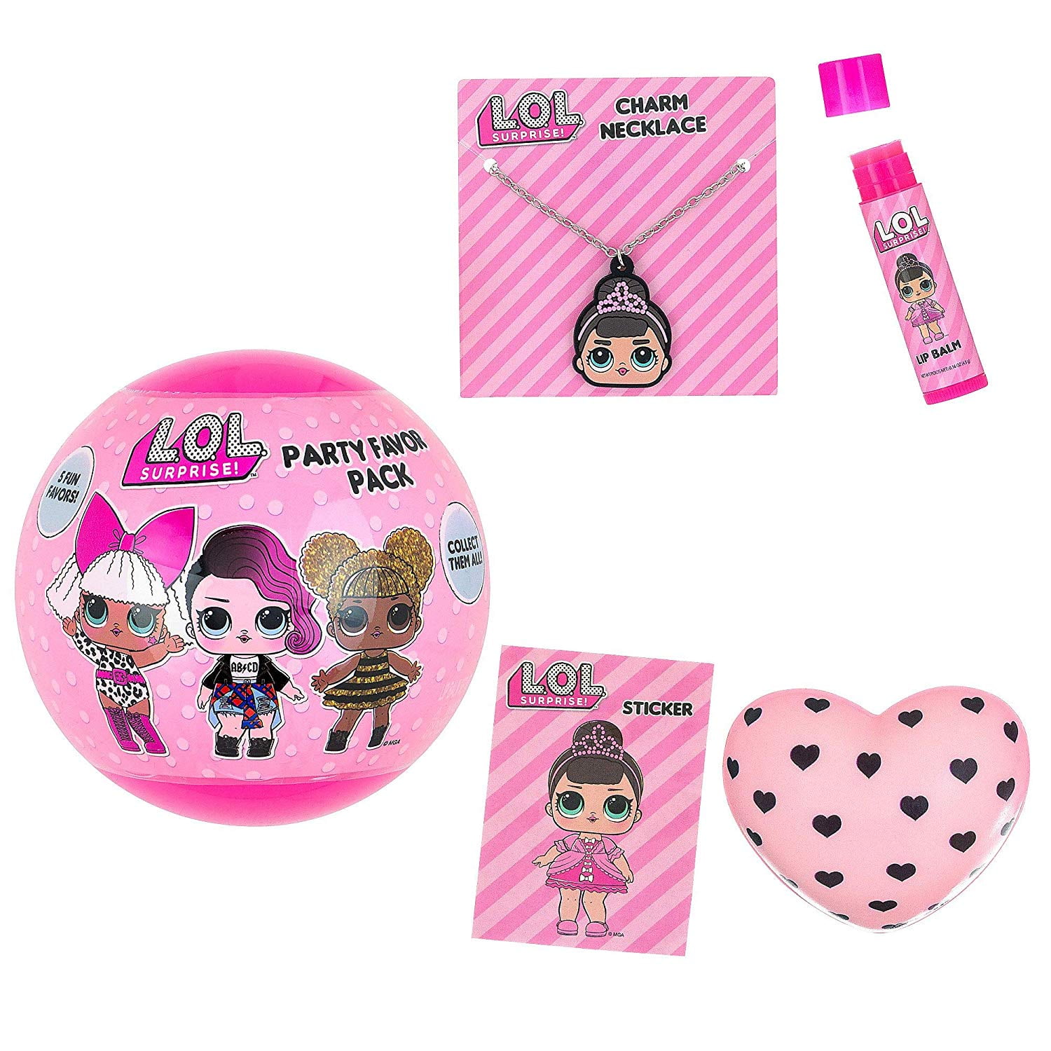 LOL Surprise Ball Party Favor Pack 1 Count Includes Sticker Necklace Lip Balm