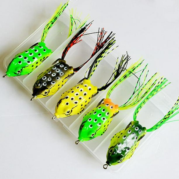 Daisyyozoid Wholesale 5 Hollow Body Topwater Frogs Fishing Lures Baits With