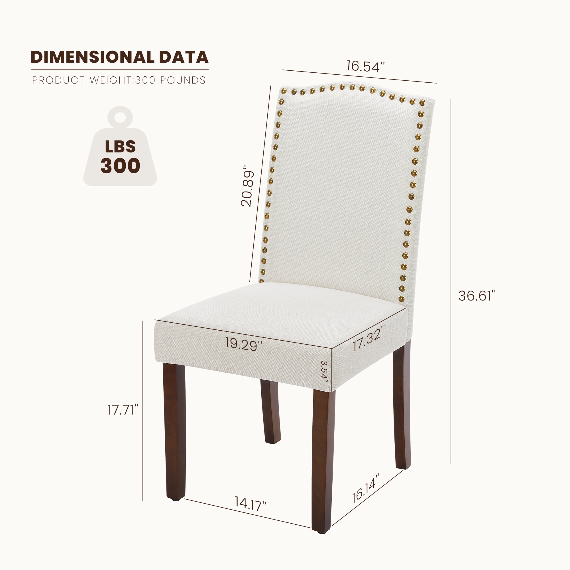 CONCETTA Dining Chairs Set of 2, Upholstered Fabric Kitchen Room Chairs, Beige