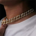 thumbnail image 6 of New Diamond Fashion Necklace Women Men Hip Hop Link Chain Necklace Inlaid Rhinestone GOLD-60CM, 6 of 7
